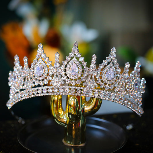 Luxury Cubic Zirconia Crown Crystal Bridal Tiaras Crowns Que