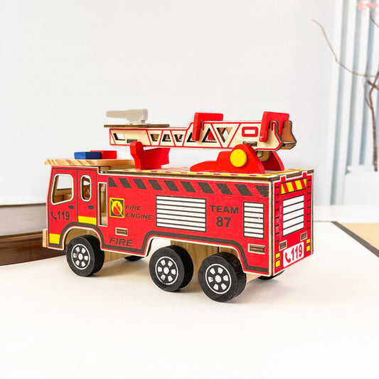 Colorful Wooden Fire Truck Fire Truck Children's Model Toy