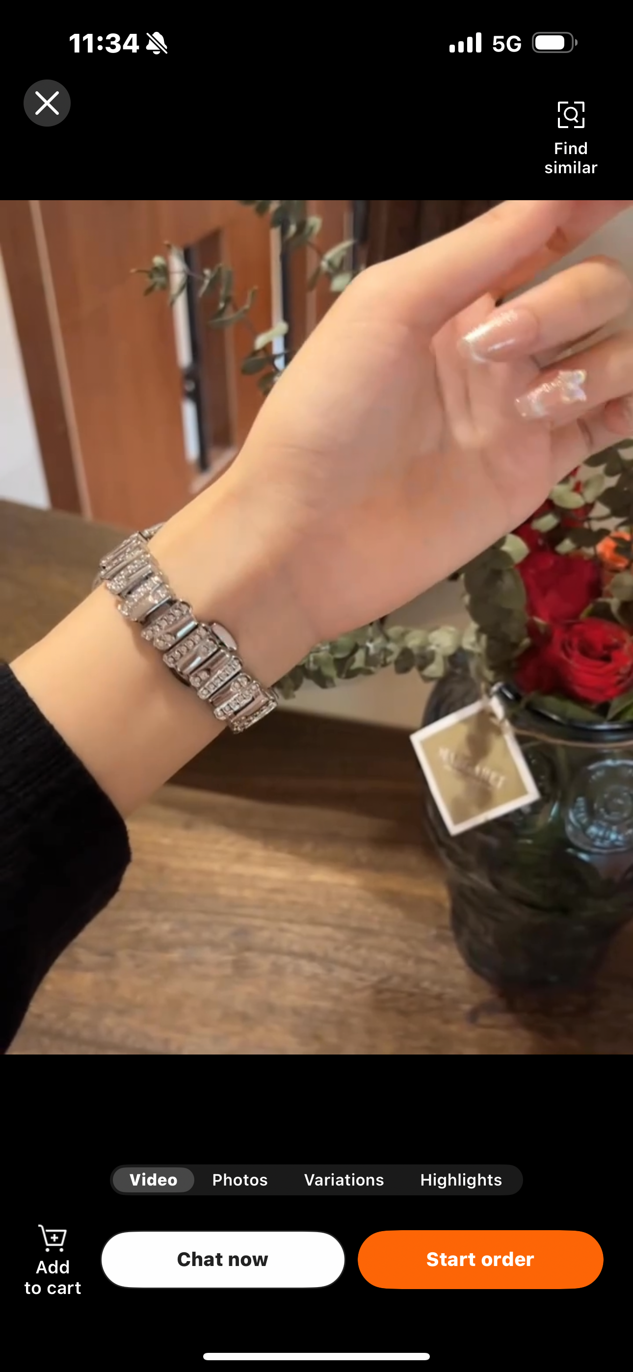 Avu Le Vu For Apple Watch Series 10 46MM Band, Bezel Zircon Crystal Silver