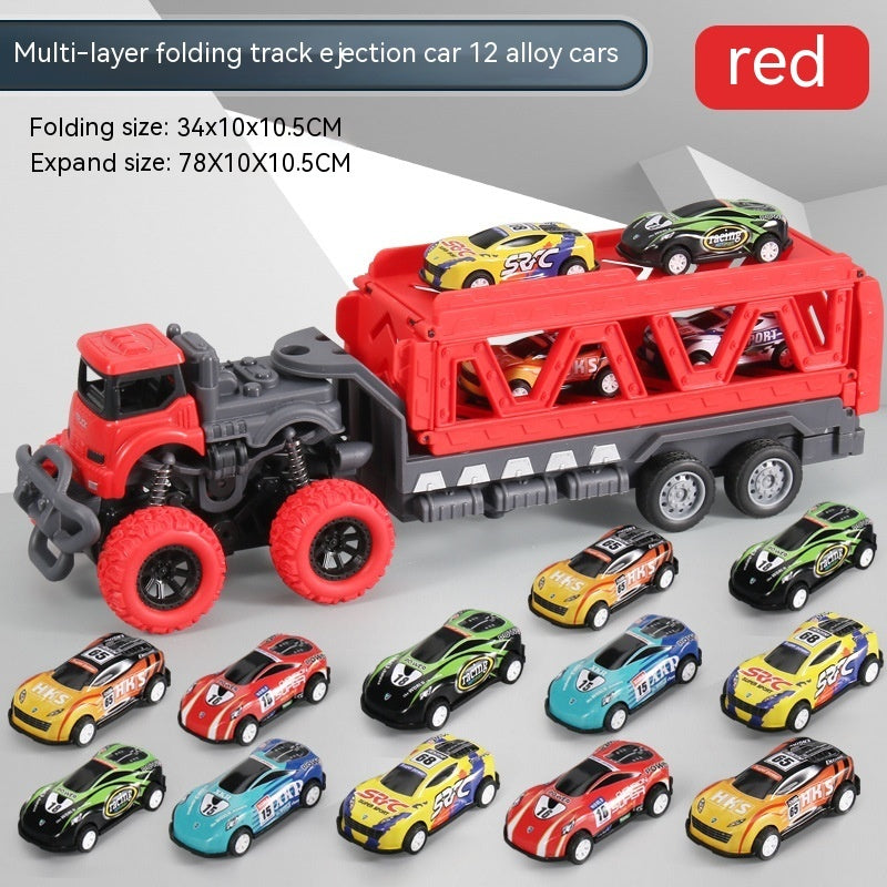 Children's Oversized Catapult Truck Deformation Folding Track Alloy Car Model Storage Truck Toy