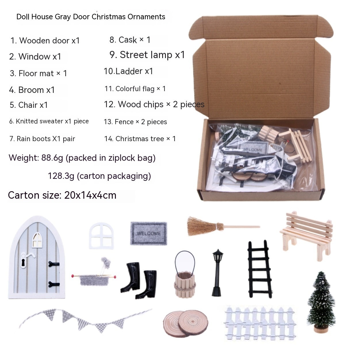 Doll House Wooden Gray Courtyard Set