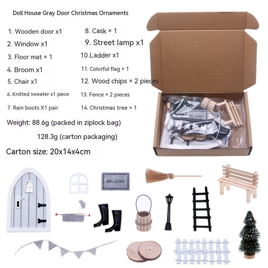 Doll House Wooden Gray Courtyard Set