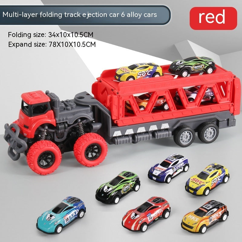 Children's Oversized Catapult Truck Deformation Folding Track Alloy Car Model Storage Truck Toy