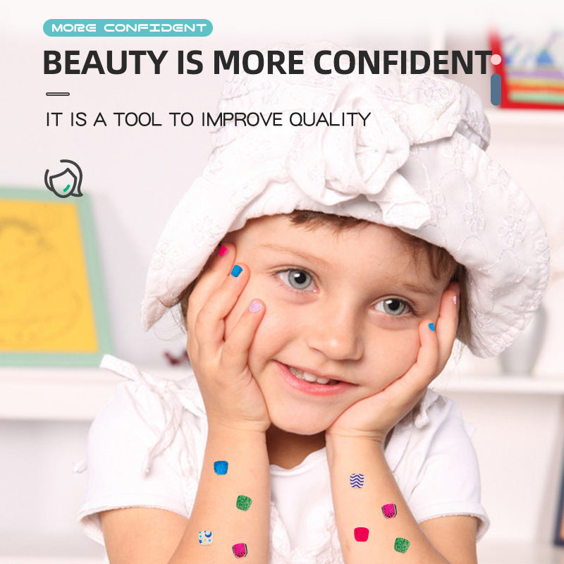 Cross-Border Children Girls Makeup Nail Stickers Set Girls Play House Handmade Diy Nail Stickers Makeup Toys