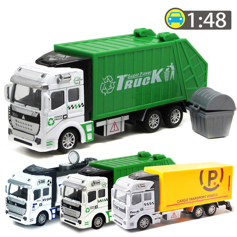 Children's Toy Alloy Pull Back Engineering Truck, Mixer Truck, Garbage Truck