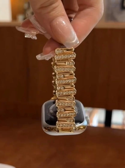 Avu Le Vu For Apple Watch Series 10 46MM Band, Bezel CASE) Zircon Crystal GOLD