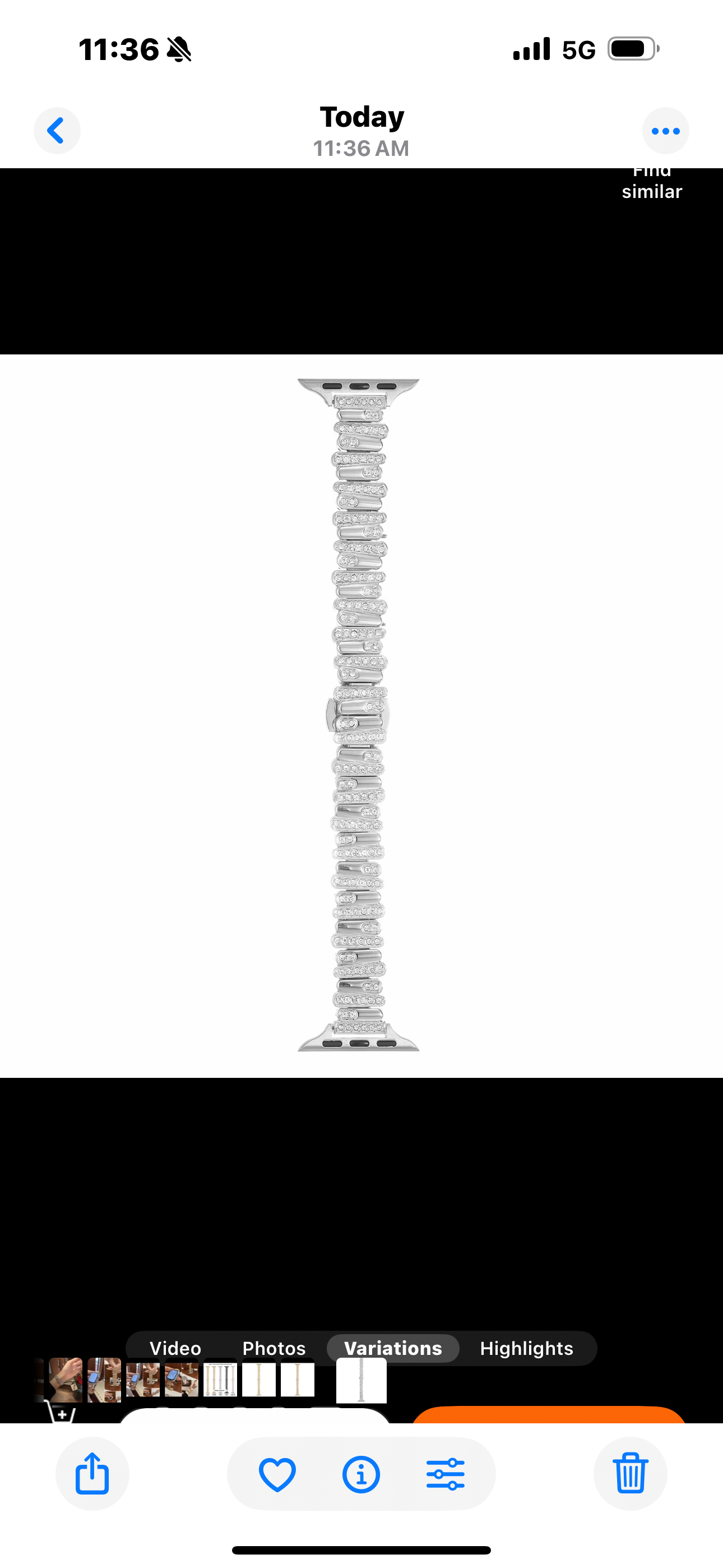 Avu Le Vu For Apple Watch Series 10 46MM Band, Bezel Zircon Crystal Silver