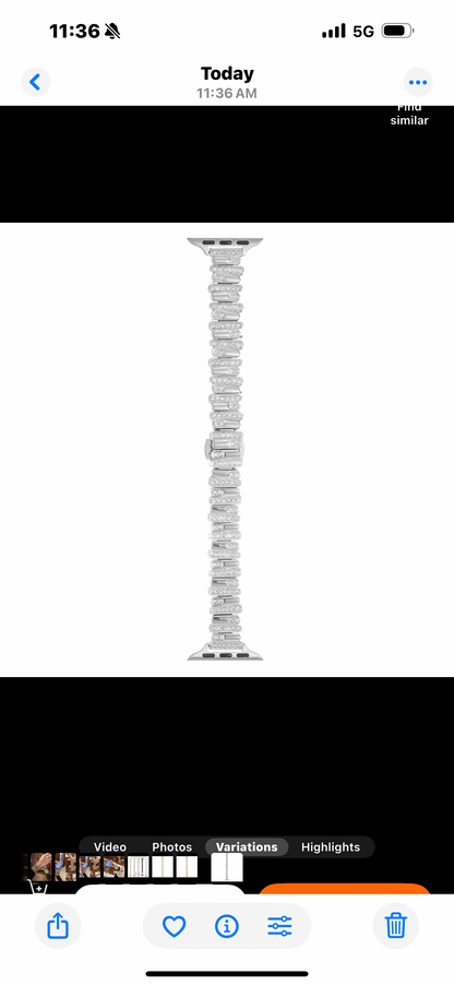 Avu Le Vu For Apple Watch Series 10 46MM Band, Bezel Zircon Crystal Silver