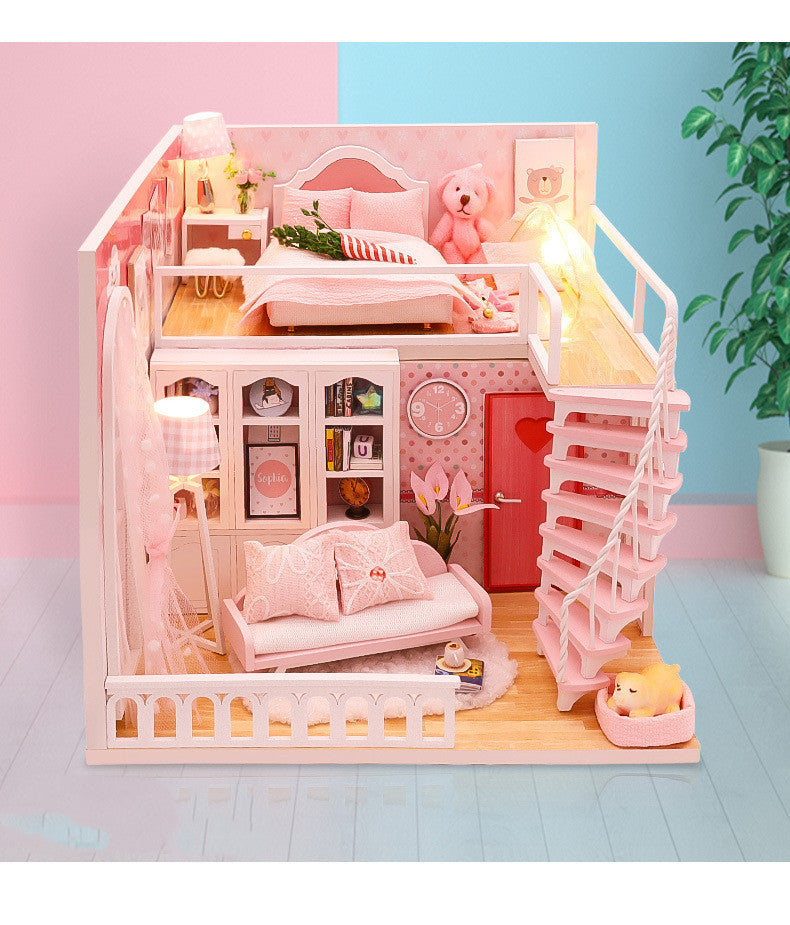 Stable Happiness Hut Hand-assembled Doll House Mini Scene Wooden House