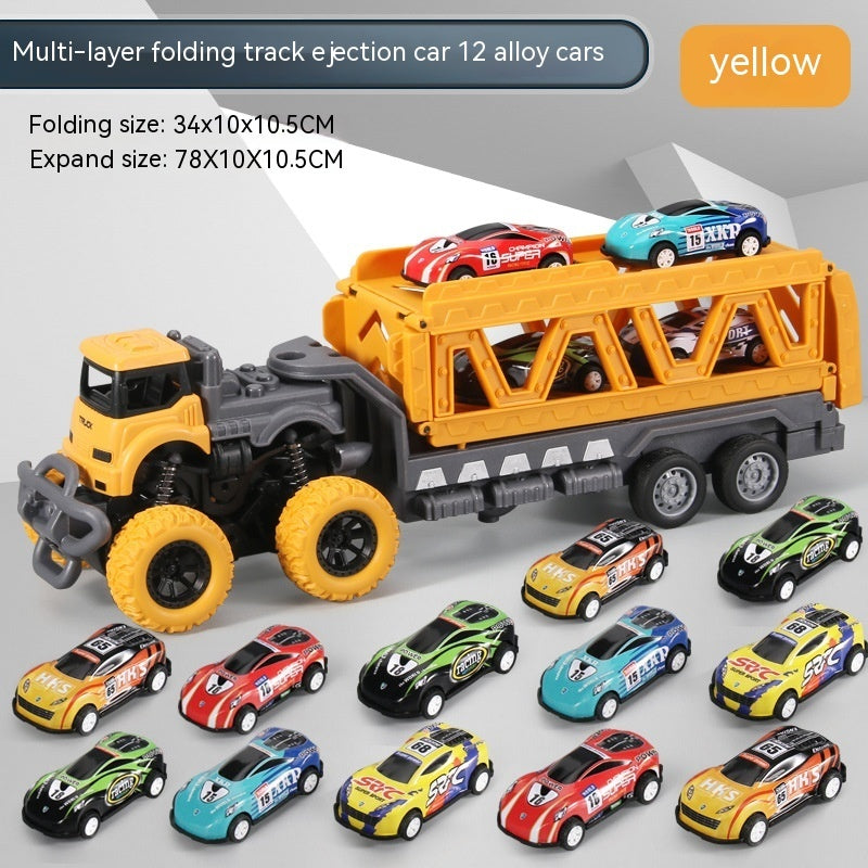 Children's Oversized Catapult Truck Deformation Folding Track Alloy Car Model Storage Truck Toy