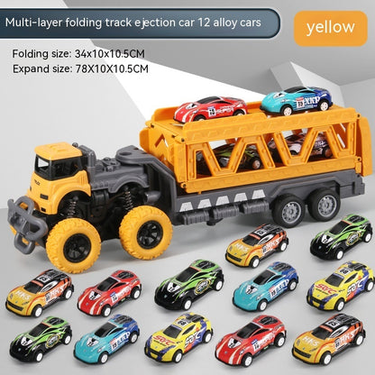 Children's Oversized Catapult Truck Deformation Folding Track Alloy Car Model Storage Truck Toy