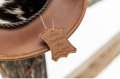 AVU LE VU REAL LEATHER AND COWHIDE FUR BROWN NEW HANDCRAFTED COWBOY HAT UNIQUE