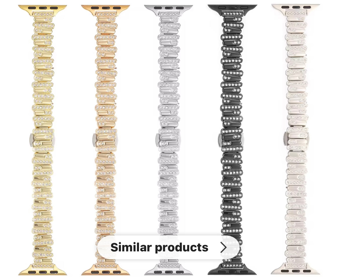 Avu Le Vu For Apple Watch Series 10 46MM Band, Bezel Zircon Crystal Rose Gold