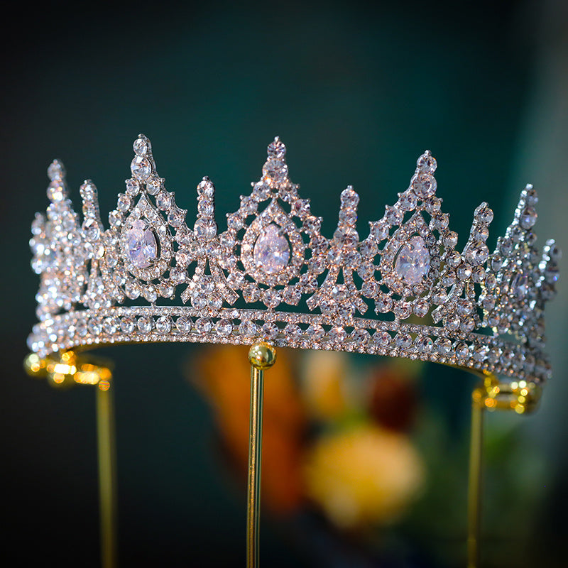 Luxury Cubic Zirconia Crown Crystal Bridal Tiaras Crowns Que
