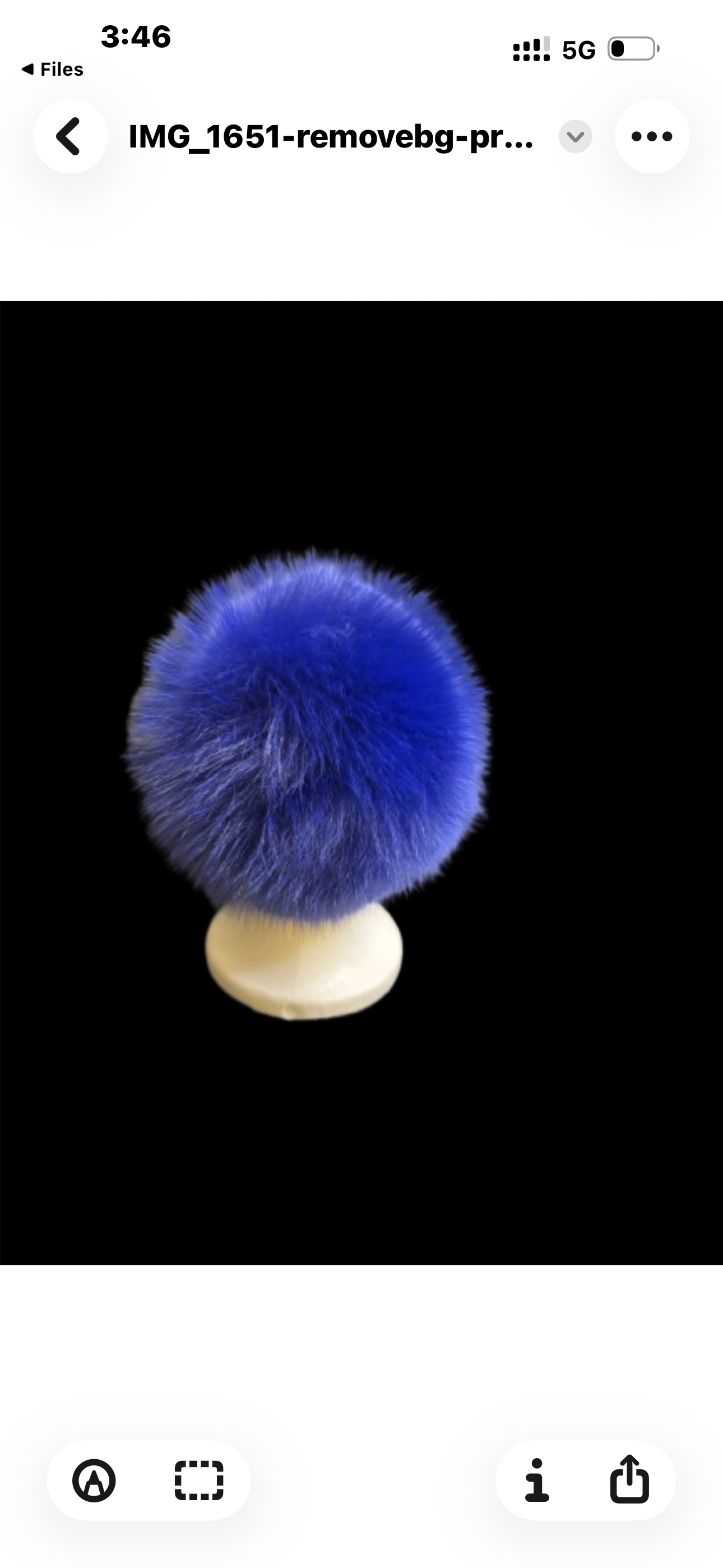 AVU LE VU Slouchy Beanie Hat Real Angora Rabbit Hair, Real Fox Pom Pom Blue