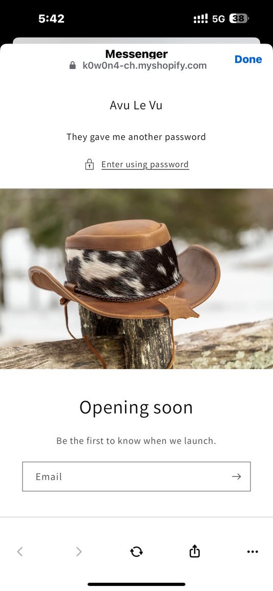 AVU LE VU REAL LEATHER AND COWHIDE FUR BROWN NEW HANDCRAFTED COWBOY HAT UNIQUE