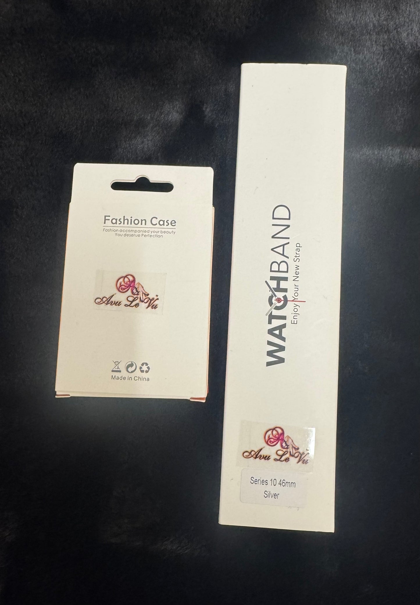 Avu Le Vu For Apple Watch Series 10 46MM Band, Bezel Zircon Crystal Rose Gold