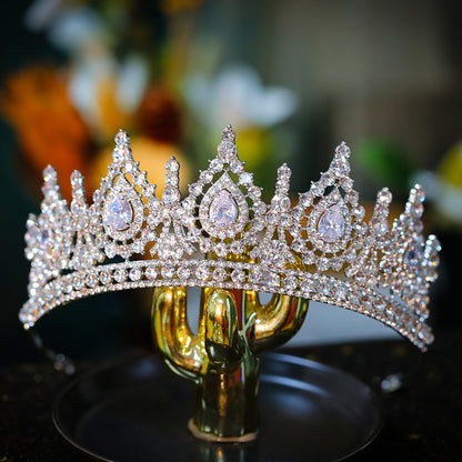 Luxury Cubic Zirconia Crown Crystal Bridal Tiaras Crowns Que