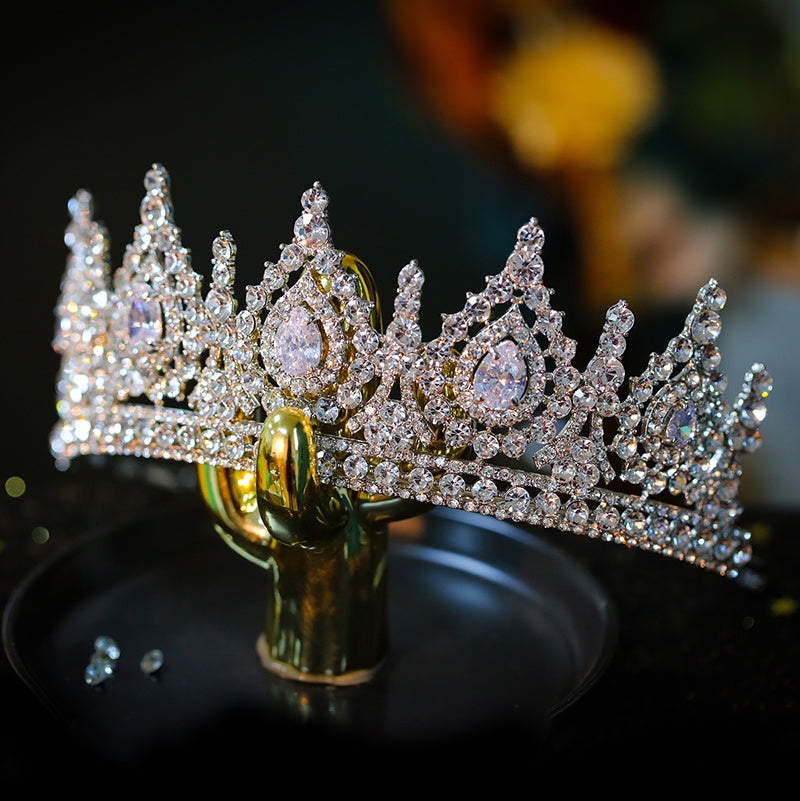 Luxury Cubic Zirconia Crown Crystal Bridal Tiaras Crowns Que