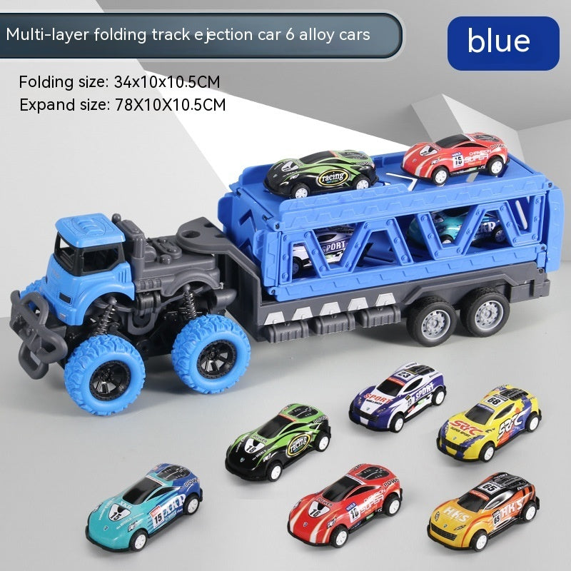 Children's Oversized Catapult Truck Deformation Folding Track Alloy Car Model Storage Truck Toy
