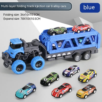 Children's Oversized Catapult Truck Deformation Folding Track Alloy Car Model Storage Truck Toy