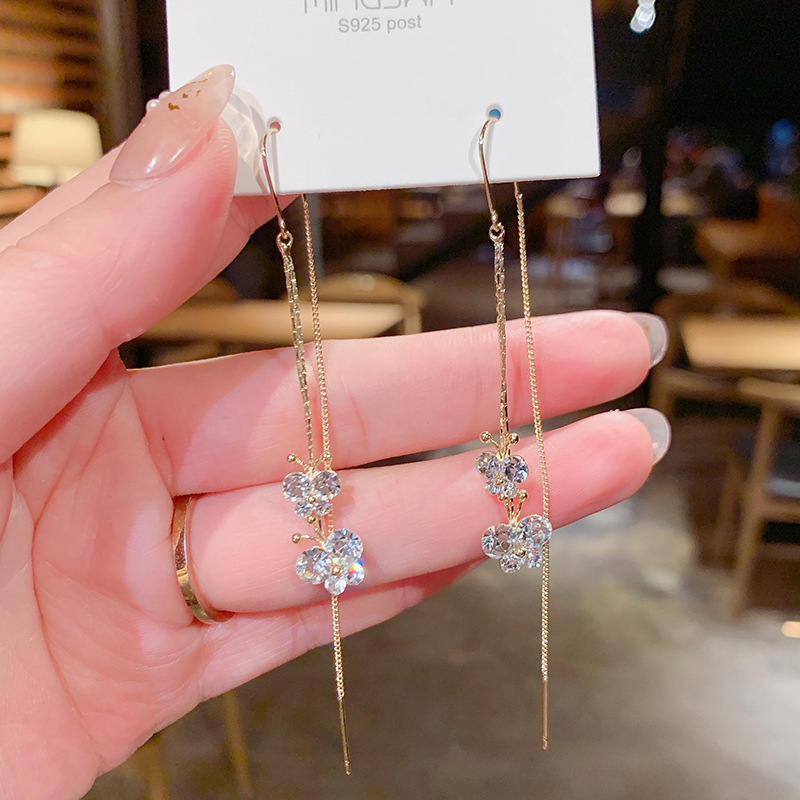 Butterfly Rhinestone Rhinestone Earrings Women