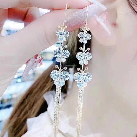 Butterfly Rhinestone Rhinestone Earrings Women