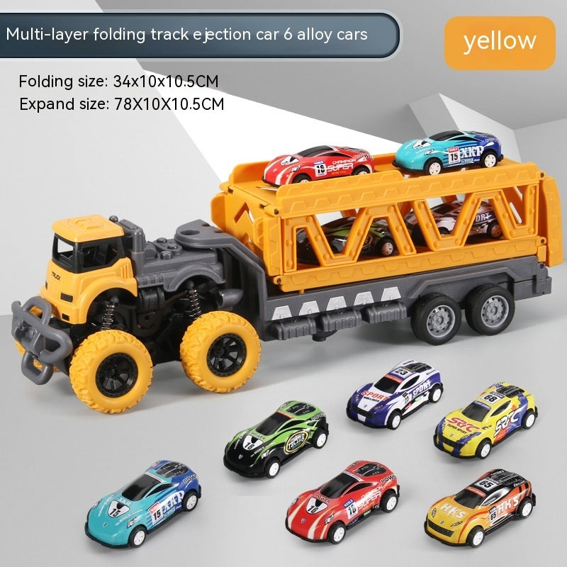 Children's Oversized Catapult Truck Deformation Folding Track Alloy Car Model Storage Truck Toy